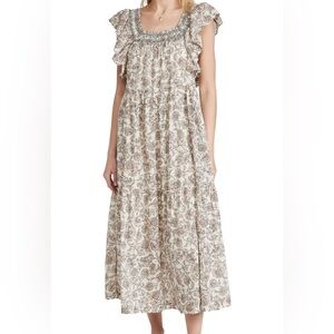 Free People Women's Bonita Floral Print Flutter Sleeve Midi Dress (Size Medium)